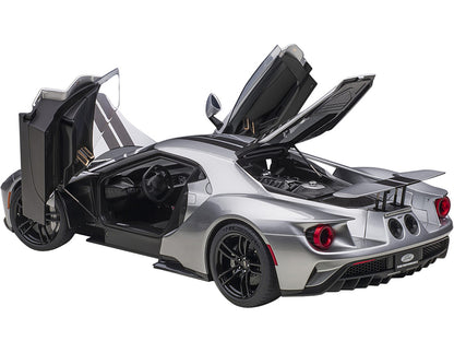 2017 Ford GT Ingot Silver Metallic with Black Stripes 1/12 Model Car by Autoart by Autoart