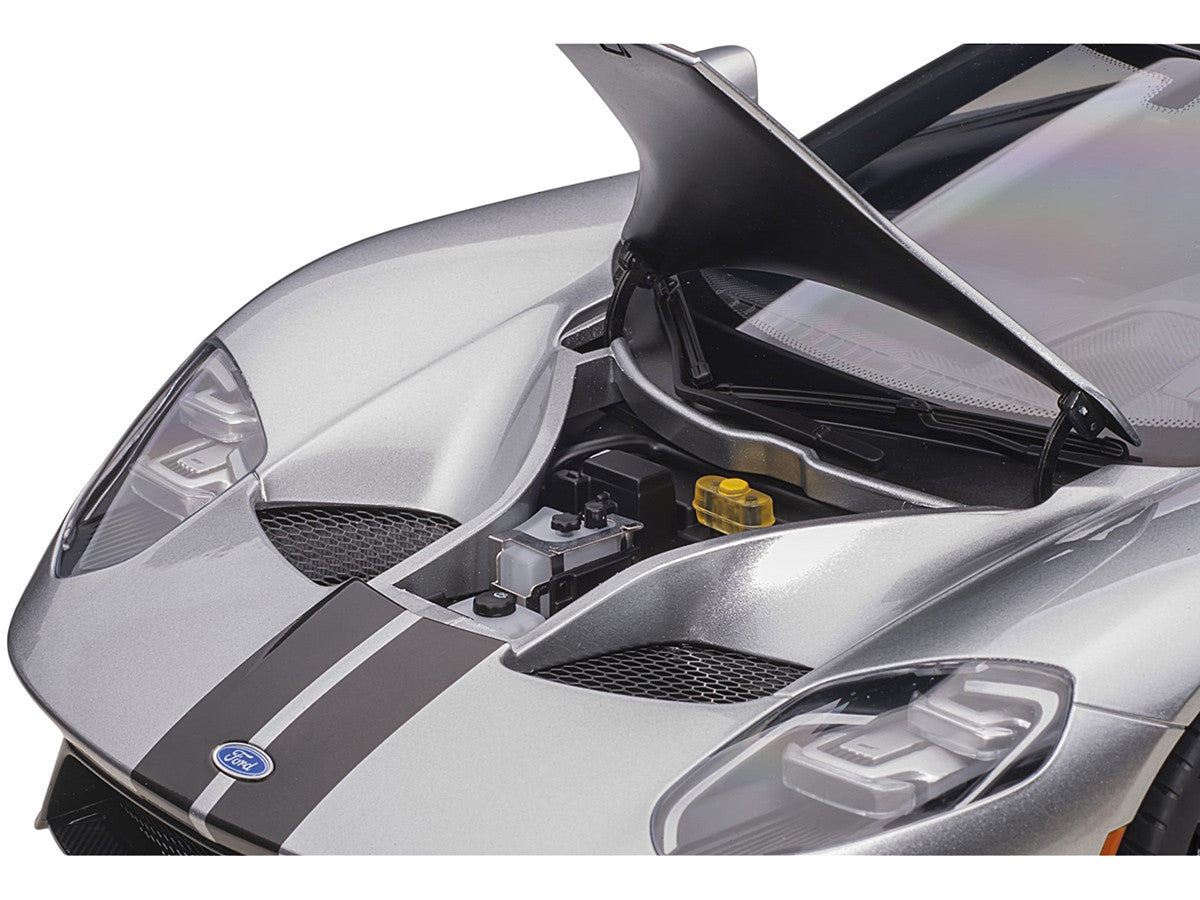 2017 Ford GT Ingot Silver Metallic with Black Stripes 1/12 Model Car by Autoart by Autoart