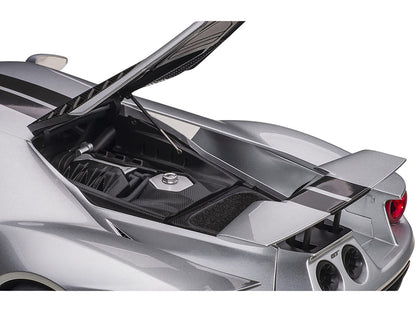2017 Ford GT Ingot Silver Metallic with Black Stripes 1/12 Model Car by Autoart by Autoart