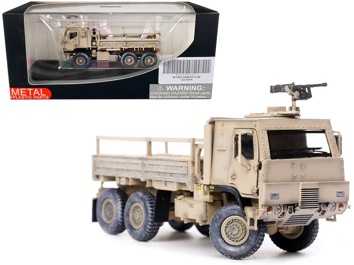 M1083 MTV (Medium Tactical Vehicle) Armored Cab Cargo Truck with Turret Desert Camouflage "US Army" "Armor Premium" Series 1/72 Diecast Model by Panzerkampf by Panzerkampf