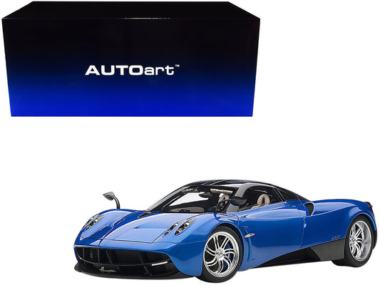 Pagani Huayra Metallic Blue with Black Top and Silver Wheels 1/12 Model Car by Autoart by Autoart