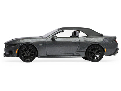 2024 Ford Mustang GT 5.0 Convertible Dark Matter Gray Metallic with Black Soft Top "Stampede" Series 2 1/64 Diecast Model Car by Greenlight by Greenlight