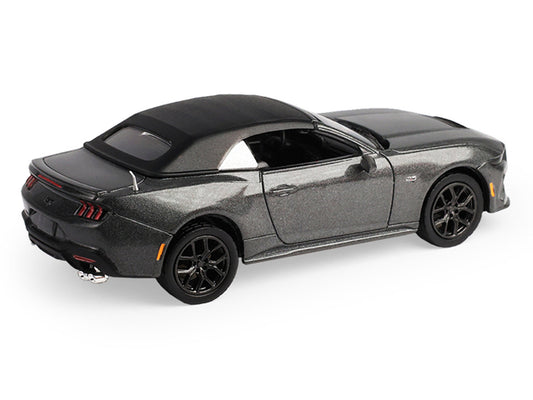 2024 Ford Mustang GT 5.0 Convertible Dark Matter Gray Metallic with Black Soft Top "Stampede" Series 2 1/64 Diecast Model Car by Greenlight by Greenlight