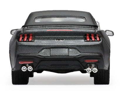 2024 Ford Mustang GT 5.0 Convertible Dark Matter Gray Metallic with Black Soft Top "Stampede" Series 2 1/64 Diecast Model Car by Greenlight by Greenlight