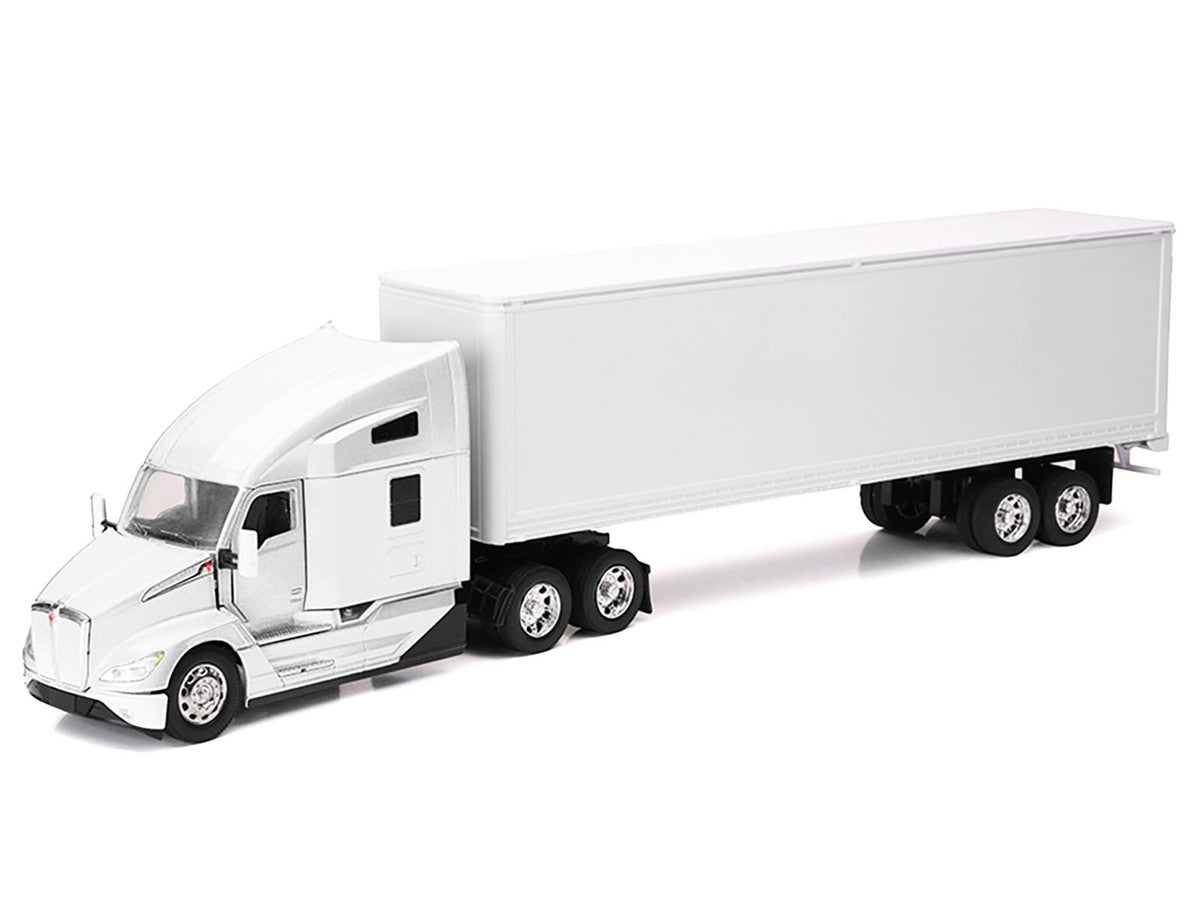 Kenworth T680 Truck White with Dry Van Trailer White "Long Haul Trucker" Series 1/32 Diecast Model by New Ray by New Ray