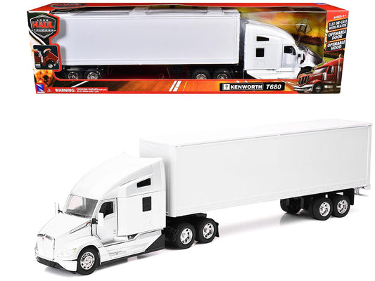 Kenworth T680 Truck White with Dry Van Trailer White "Long Haul Trucker" Series 1/32 Diecast Model by New Ray by New Ray