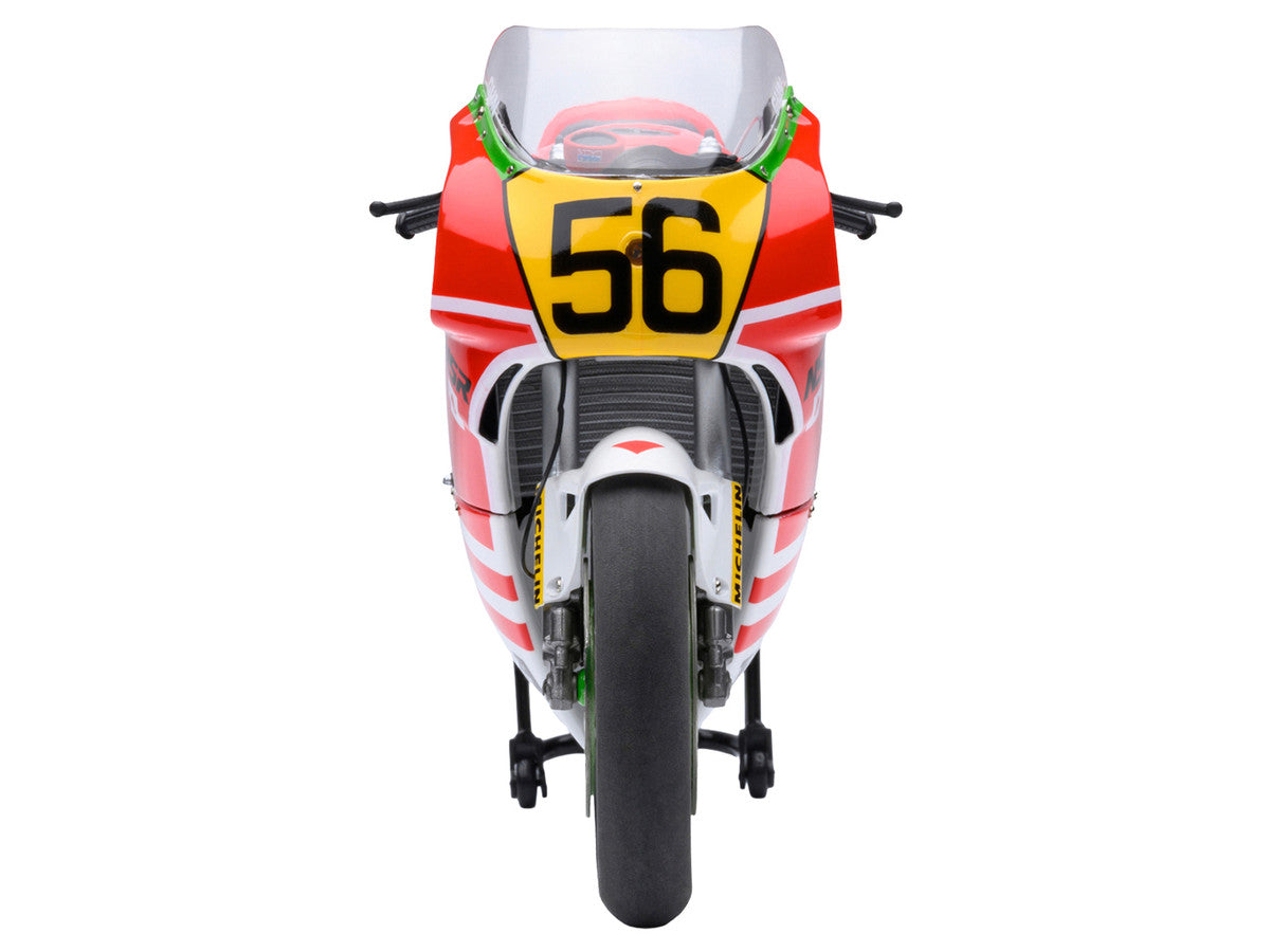 Honda NSR500 WGP500 Motorcycle #56 Red and White with Helmet "Baribari Legend" (1986) OVA 1/12 Model by Autoart by Autoart