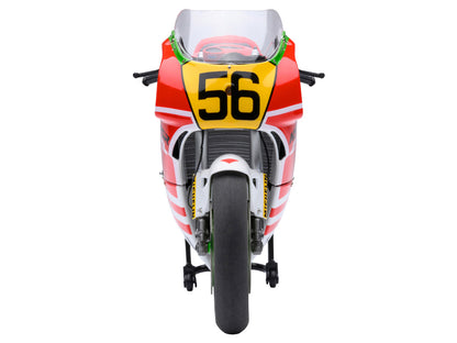 Honda NSR500 WGP500 Motorcycle #56 Red and White with Helmet "Baribari Legend" (1986) OVA 1/12 Model by Autoart by Autoart