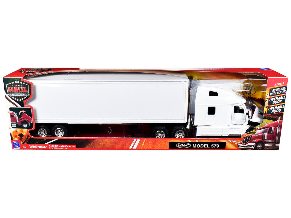 Peterbilt 579 Truck White with Dry Goods Trailer White "Long Haul Truckers" Series 1/32 Diecast Model by New Ray-1
