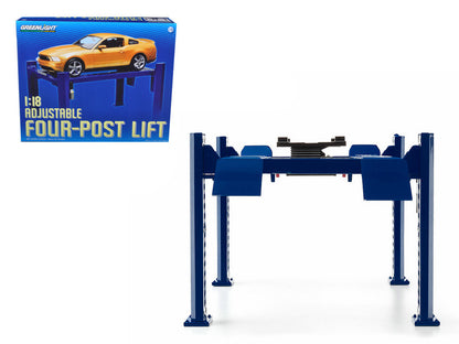 Adjustable Four Post Lift Blue for 1/18 Scale Diecast Model Cars by Greenlight by Greenlight
