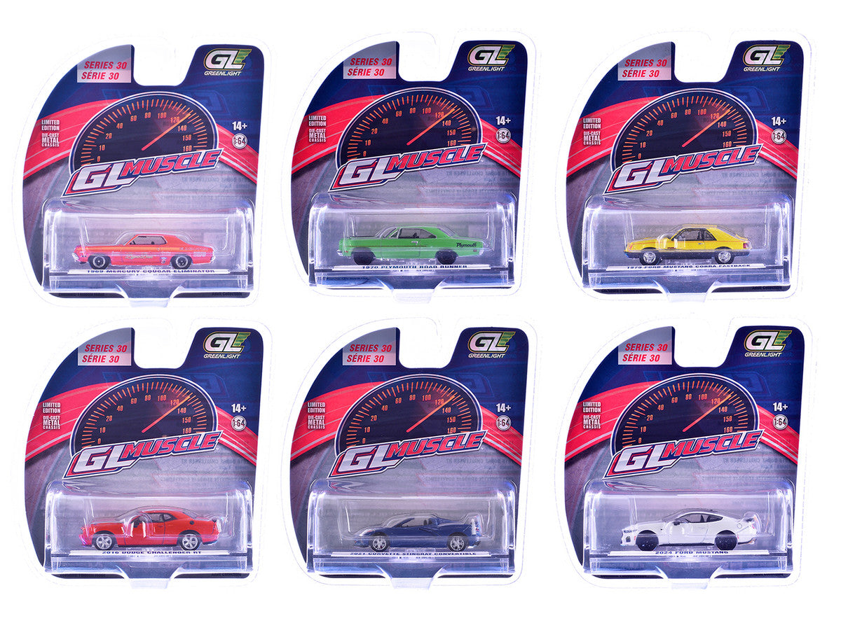 "GreenLight Muscle" Series 30 Set of 6 pieces 1/64 Diecast Model Cars by Greenlight by Greenlight