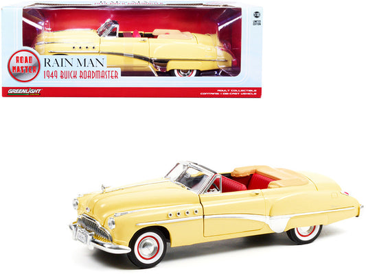 1949 Buick Roadmaster Convertible (Charlie Babbitt's) Yellow with Red Interior "Rain Man" (1988) Movie 1/18 Diecast Model Car by Greenlight by Greenlight
