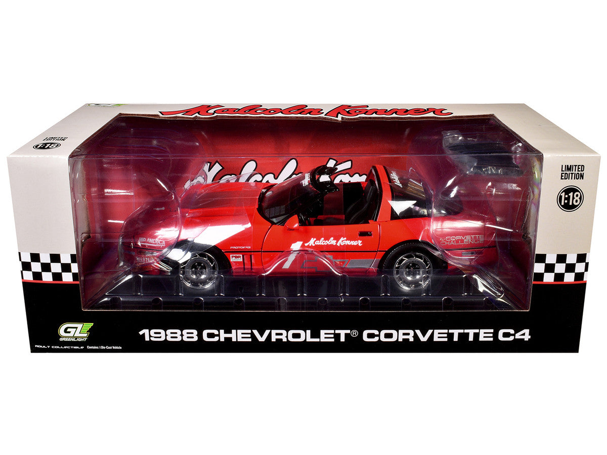 1988 Chevrolet Corvette C4 #1 Malcolm Konner "Corvette Challenge Race Car" Red with Black Top 1/18 Diecast Model Car by Greenlight by Greenlight