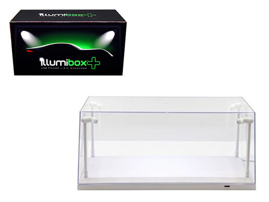 Collectible Display Show Case with LED Lights for 1/18 1/24 Models with White Base by Illumibox by Illumibox