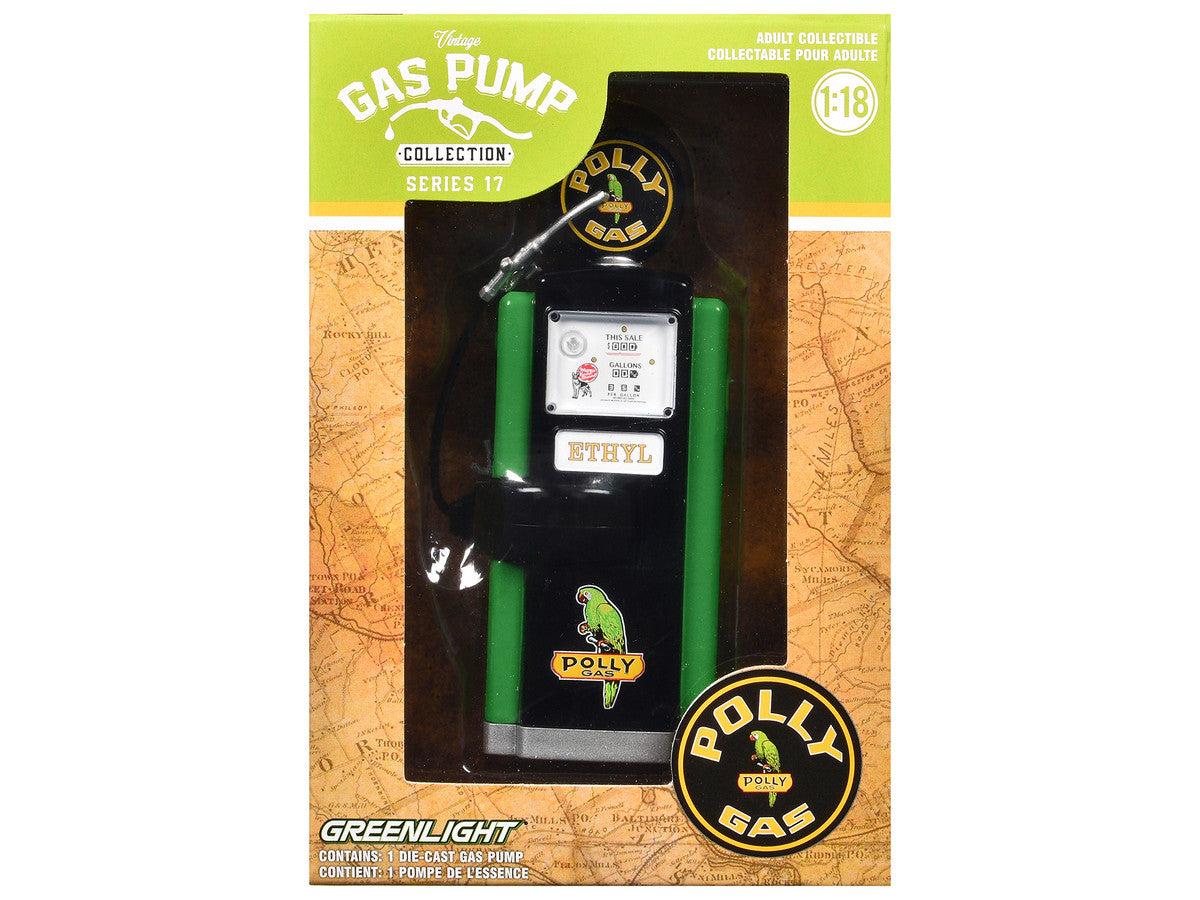 1948 Wayne 100-A Gas Pump "Polly Gas" Black and Green "Vintage Gas Pumps" Series 17 1/18 Diecast Replica by Greenlight by Greenlight