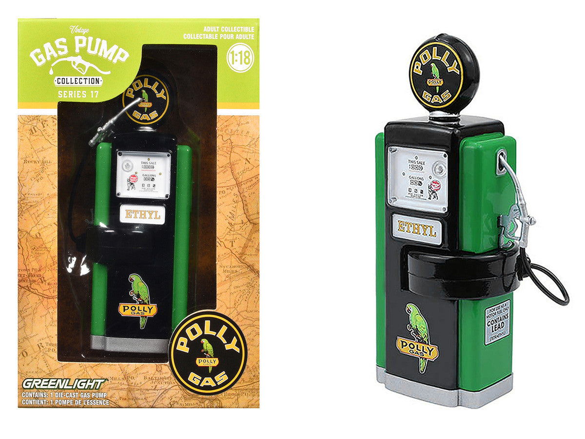 1948 Wayne 100-A Gas Pump "Polly Gas" Black and Green "Vintage Gas Pumps" Series 17 1/18 Diecast Replica by Greenlight by Greenlight