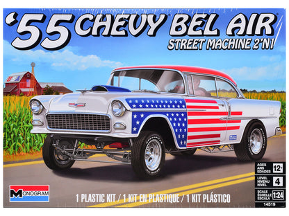 Level 4 Model Kit 1955 Chevrolet Bel Air Street Machine 2-in-1 Kit 1/24 Scale Model by Revell by Revell