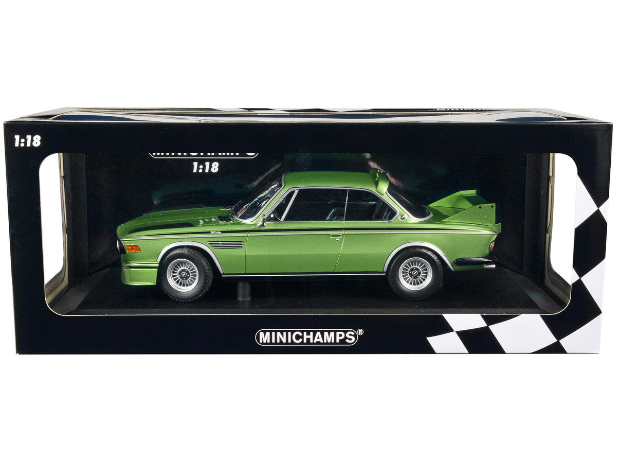 1973 BMW 3.0 CSL Green Metallic with Black Stripes Limited Edition to 450 pieces Worldwide 1/18 Diecast Model Car by Minichamps by Minichamps