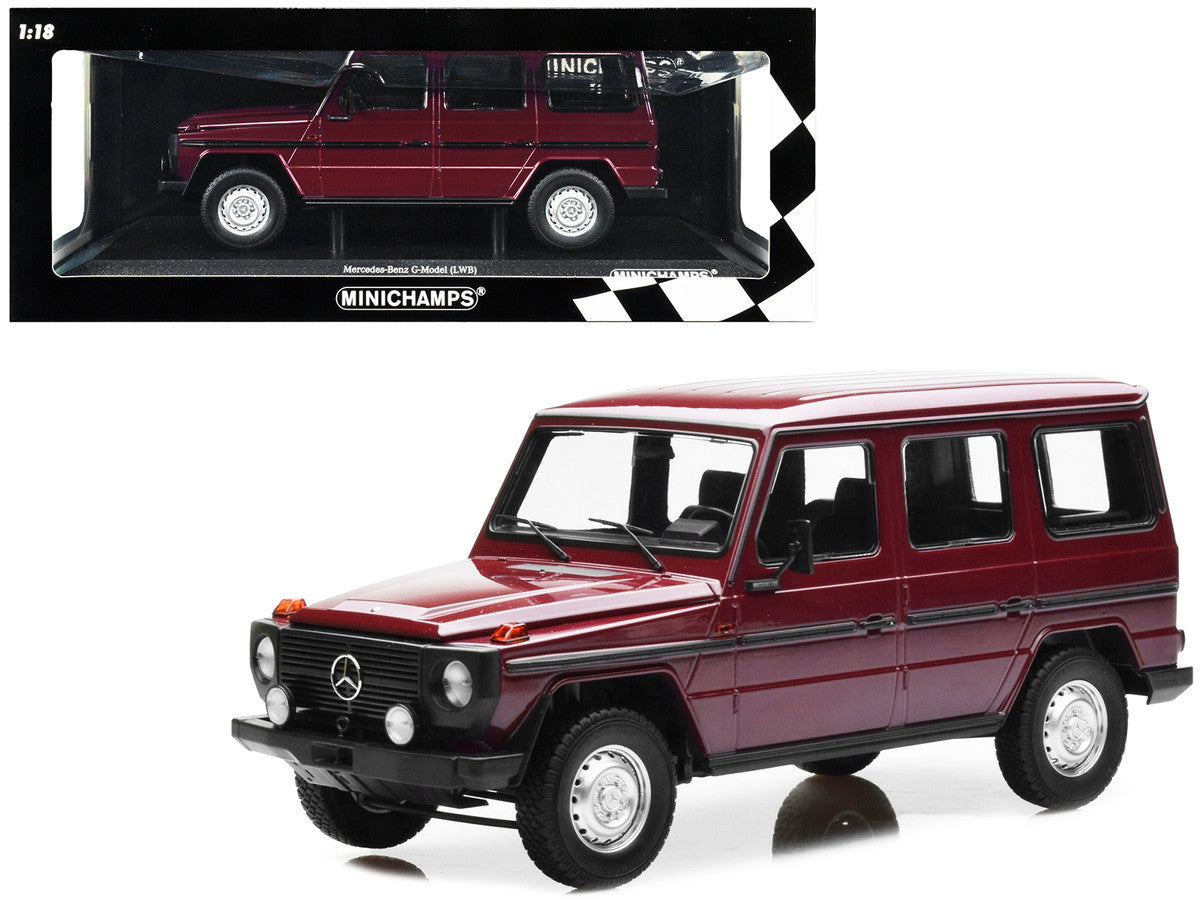 1980 Mercedes-Benz G-Model (LWB) Dark Red with Black Stripes Limited Edition to 402 pieces Worldwide 1/18 Diecast Model Car by Minichamps by Minichamps
