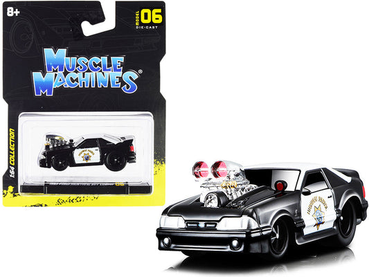 1993 Ford Mustang SVT Cobra CHP "California Highway Patrol" Black and White 1/64 Diecast Model Car by Muscle Machines by Muscle Machines