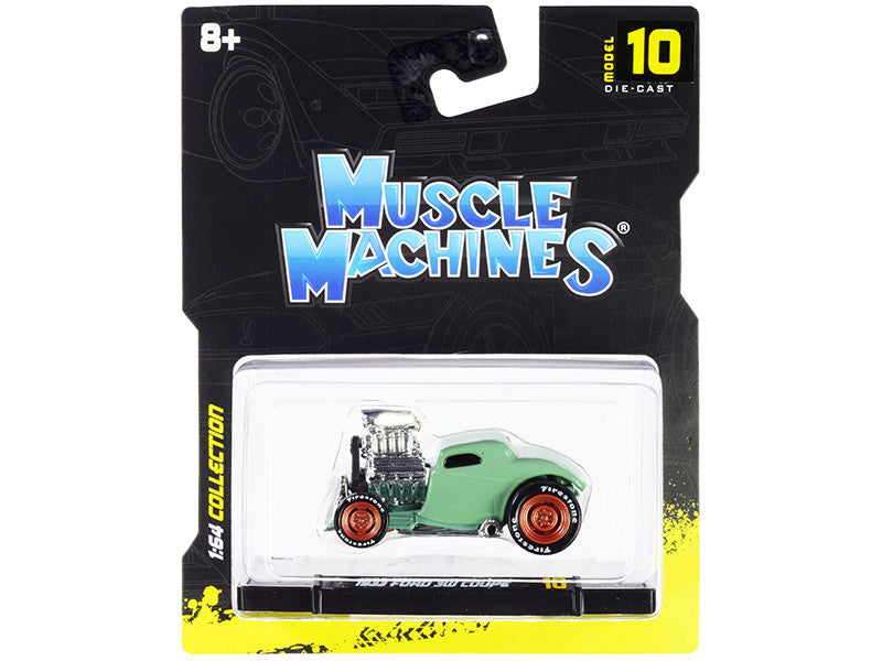 1933 Ford 3W Coupe Light Green 1/64 Diecast Model Car by Muscle Machines by Muscle Machines