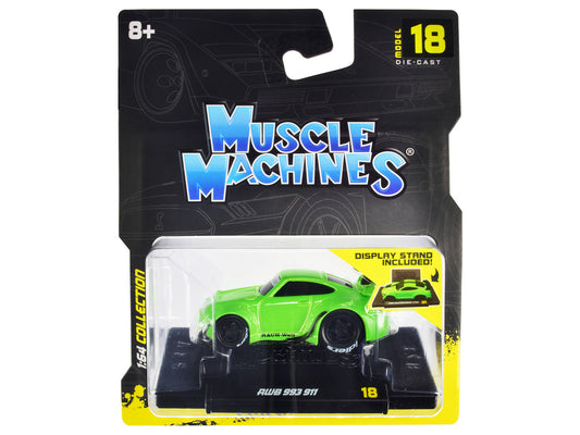 RWB 911 993 Bright Green "RAUH-Welt BEGRIFF" 1/64 Diecast Model Car by Muscle Machines by Muscle Machines