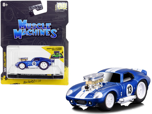 1965 Shelby Daytona Coupe #13 Blue Metallic with White Stripes 1/64 Diecast Model Car by Muscle Machines by Muscle Machines