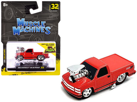 1993 Chevrolet 454 SS Pickup Truck Red 1/64 Diecast Model Car by Muscle Machines by Muscle Machines