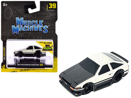 1983 Toyota Sprinter Trueno (AE86) White with Carbon Hood 1/64 Diecast Model Car by Muscle Machines by Muscle Machines