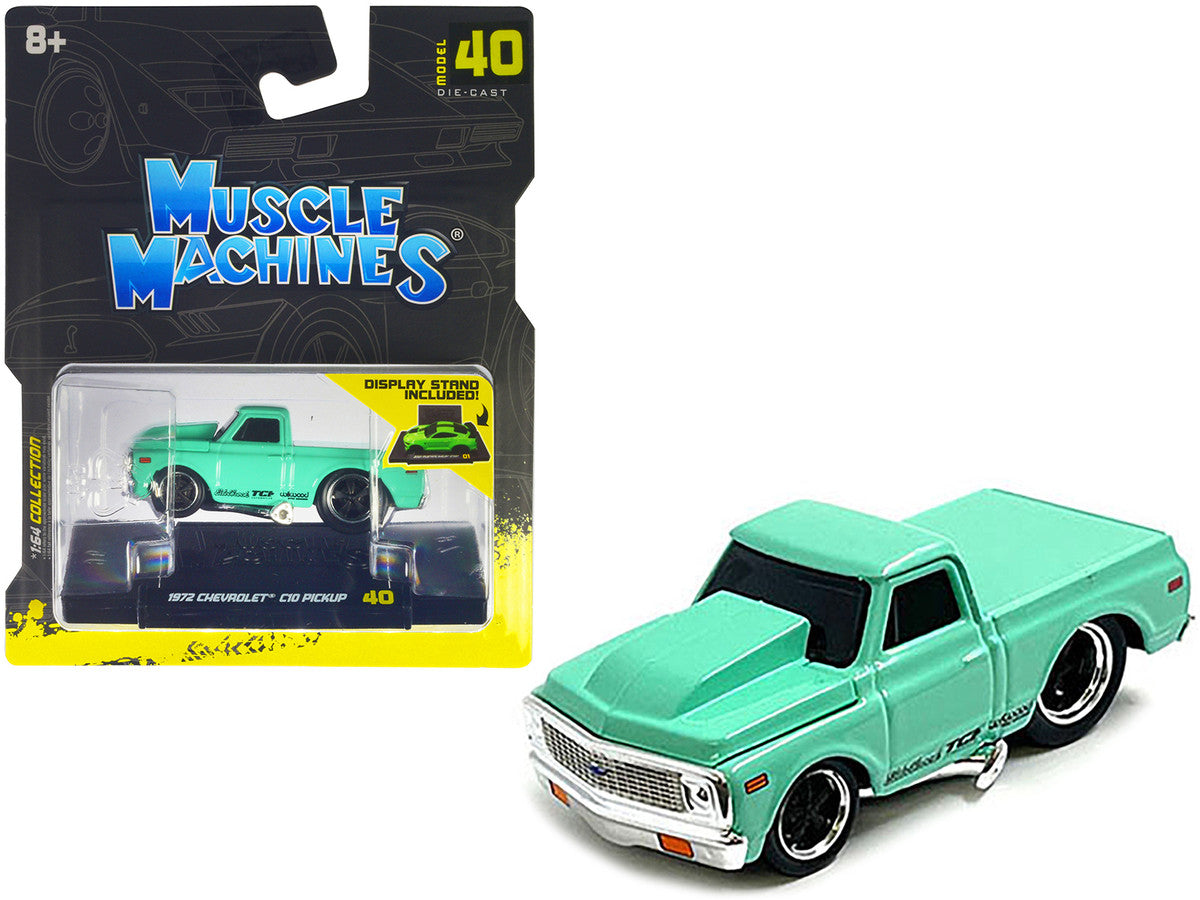 1972 Chevrolet C10 Pickup Truck Light Green 1/64 Diecast Model Car by Muscle Machines by Muscle Machines