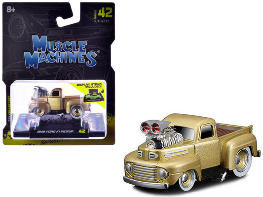 1949 Ford F1 Pickup Truck Gold Metallic 1/64 Diecast Model Car by Muscle Machines by Muscle Machines
