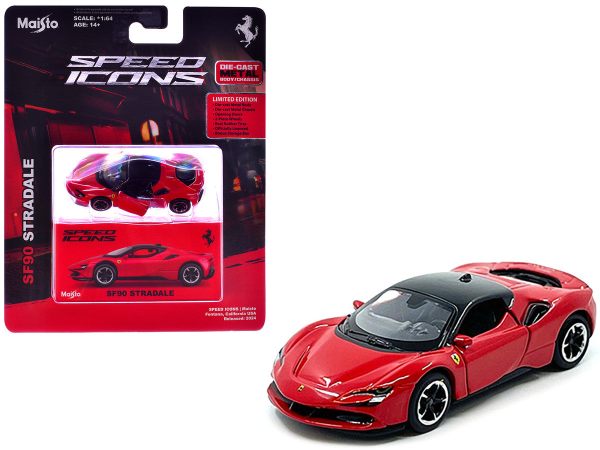Ferrari SF90 Stradale Red with Black Top "Speed Icons" Series 1/64 Diecast Model Car by Maisto by Maisto