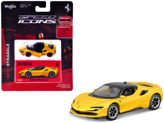 Ferrari SF90 Stradale Yellow with Black Top "Speed Icons" Series 1/64 Diecast Model Car by Maisto by Maisto