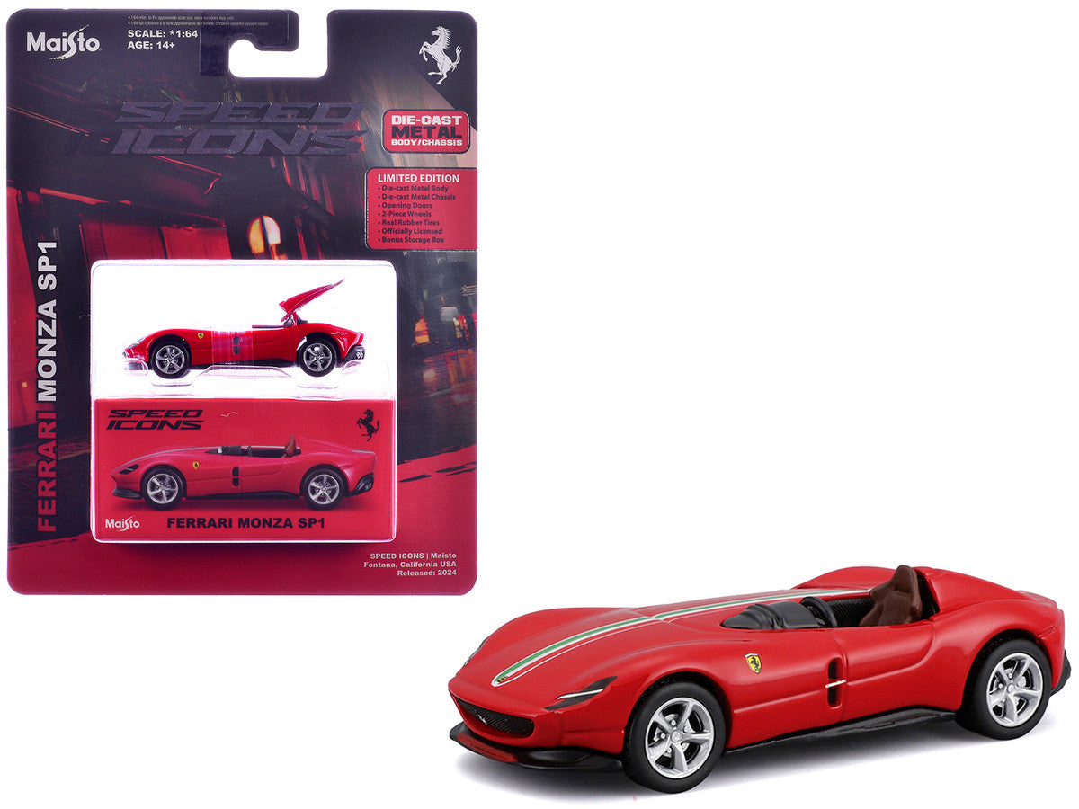 Ferrari Monza SP1 Red with Italian Flag Stripes "Speed Icons" Series 1/64 Diecast Model Car by Maisto by Maisto