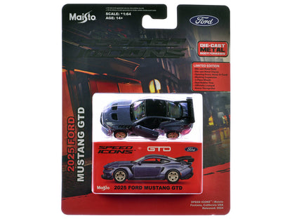 2025 Ford Mustang GTD Purple Metallic with Black Top "Speed Icons" Series 1/64 Diecast Model Car by Maisto by Maisto