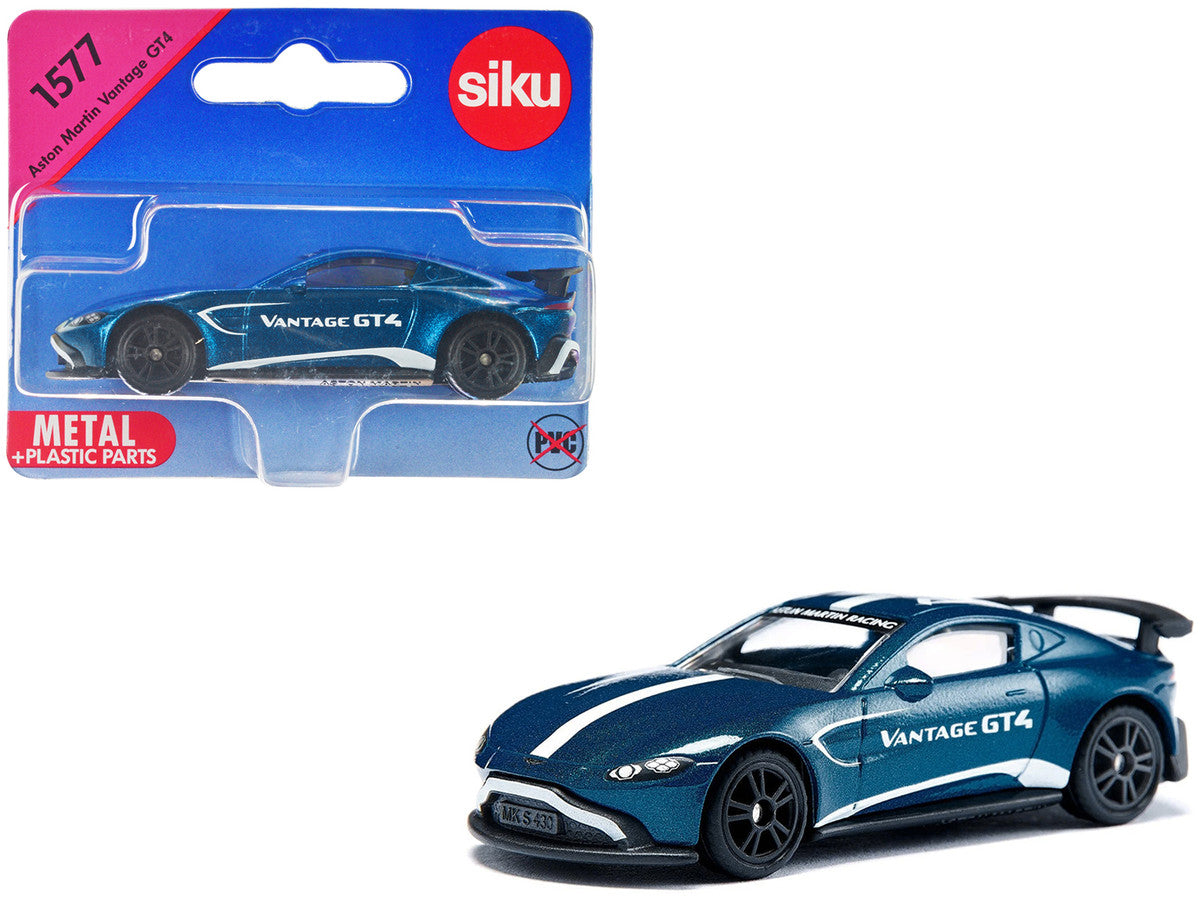 Aston Martin Vantage GT4 Blue Metallic with White Stripes Diecast Model Car by Siku by SIKU