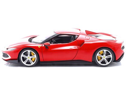 Ferrari 296 GTB Assetto Fiorano Red with White Stripes "Race + Play" Series 1/18 Diecast Model Car by Bburago by Bburago