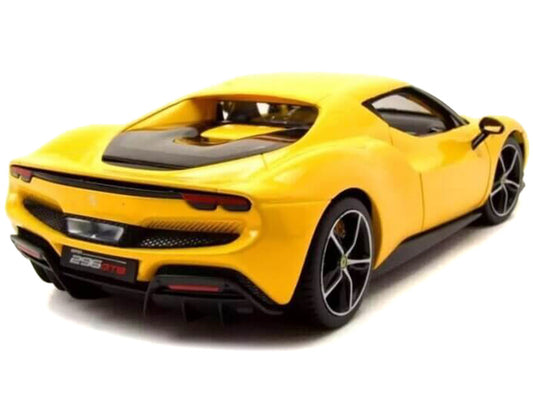 Ferrari 296 GTB Yellow "Race + Play" Series 1/18 Diecast Model Car by Bburago by Bburago
