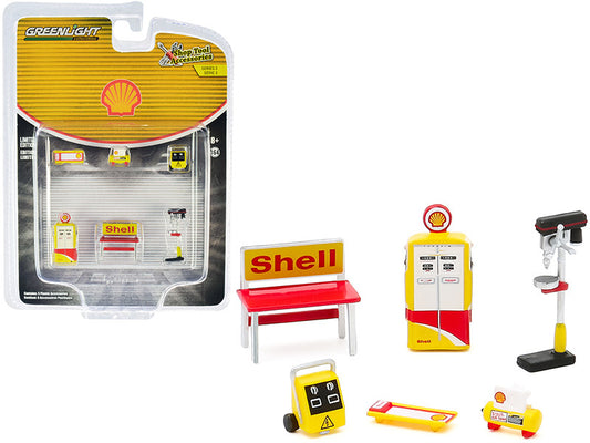 "Shell Oil" 6 piece Shop Tools Set "Shop Tool Accessories" Series 3 1/64 by Greenlight by Greenlight