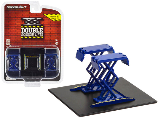Automotive Double Scissor Lift Blue "Double Scissor Lifts" Series 1 1/64 Diecast Model by Greenlight by Greenlight