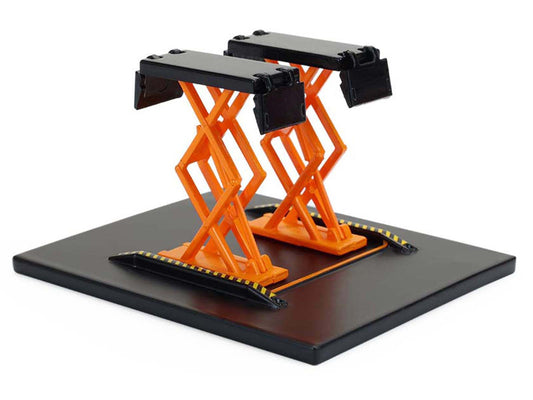 Automotive Double Scissor Lift Black and Orange "Double Scissor Lifts" Series 2 1/64 Diecast Model by Greenlight by Greenlight
