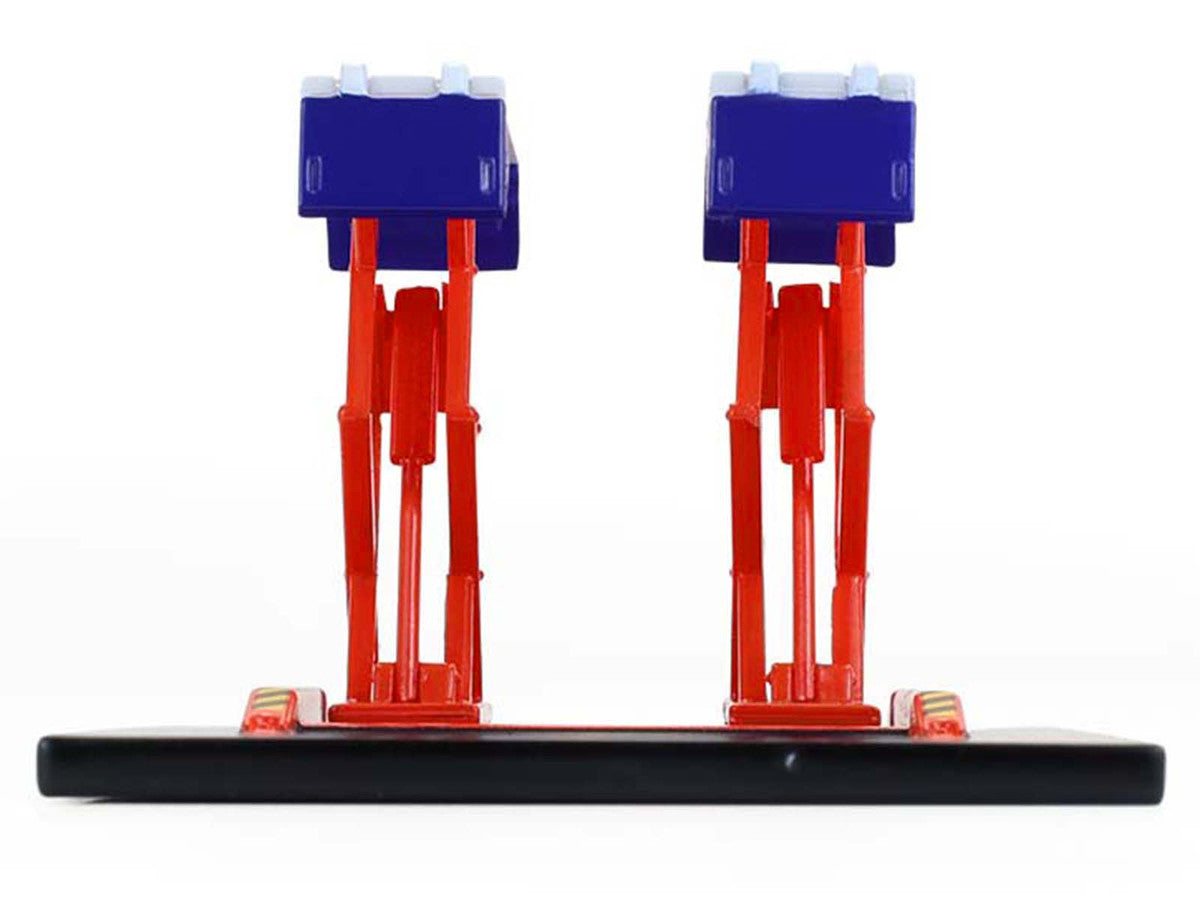 Automotive Double Scissor Lift "Chevron" White and Red "Double Scissor Lifts" Series 2 1/64 Diecast Model by Greenlight by Greenlight