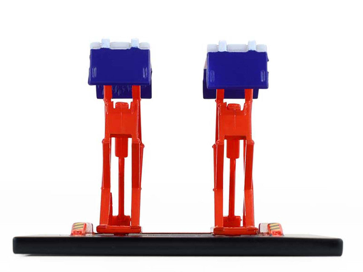Automotive Double Scissor Lift "Chevron" White and Red "Double Scissor Lifts" Series 2 1/64 Diecast Model by Greenlight by Greenlight