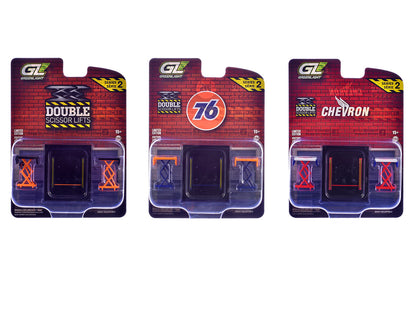 Automotive "Double Scissor Lifts" Series #2 Set of 3 pieces 1/64 Diecast Models by Greenlight by Greenlight