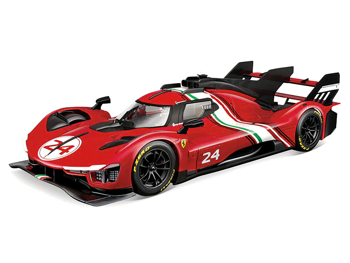 Ferrari 499P Modificata #24 Red with Italian Flag Stripes "Racing" Series 1/18 Diecast Model Car by Bburago by Bburago