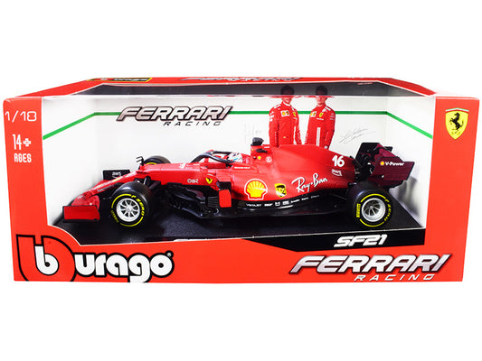 Ferrari SF21 #16 Charles Leclerc Formula One F1 Car "Ferrari Racing" Series 1/18 Diecast Model Car by Bburago by Bburago