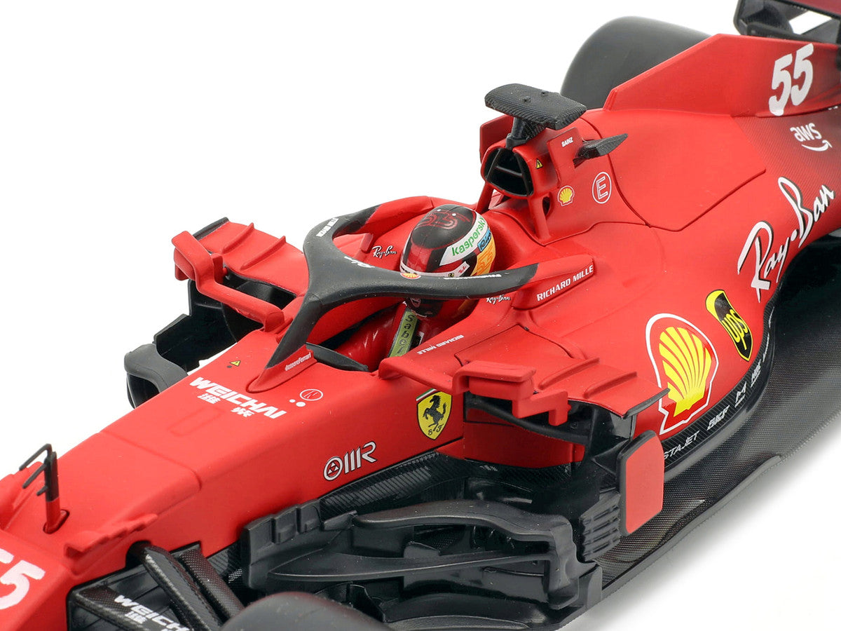 Ferrari SF21 #55 Carlos Sainz Formula One F1 Car "Ferrari Racing" Series 1/18 Diecast Model Car by Bburago by Bburago