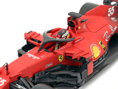 Ferrari SF21 #55 Carlos Sainz Formula One F1 Car "Ferrari Racing" Series 1/18 Diecast Model Car by Bburago by Bburago