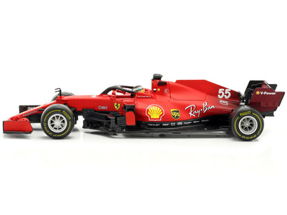 Ferrari SF21 #55 Carlos Sainz Formula One F1 Car "Ferrari Racing" Series 1/18 Diecast Model Car by Bburago by Bburago