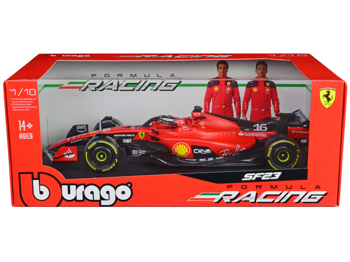Ferrari SF-23 #16 Charles Leclerc Formula One F1 World Championship (2023) "Formula Racing" Series 1/18 Diecast Model Car by Bburago by Bburago